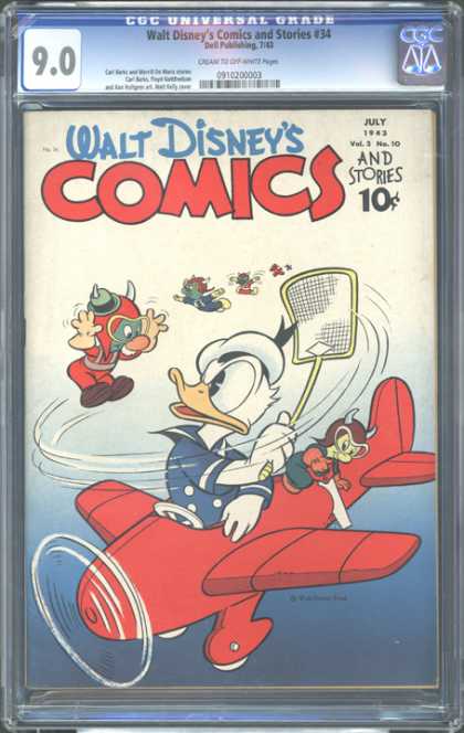CGC Graded Comics - Walt Disney's Comics and Stories #34 (CGC) - Air Plane - Fly Swatter - Stories - July - Saw