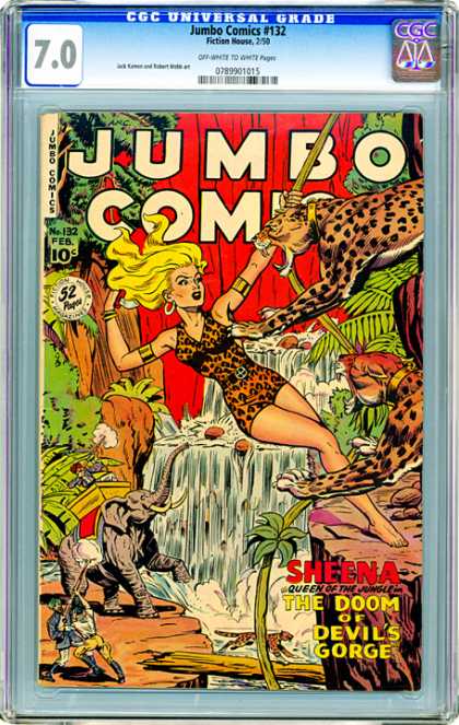 CGC Graded Comics - Jumbo Comics #132 (CGC) - Jumbo Combo - Waterfall - Blonde Girl - Jungle - Elephant