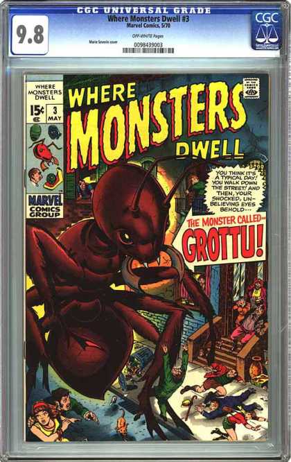 CGC Graded Comics - Where Monsters Dwell #3 (CGC) - Grottu - Monsters - Giant Ant - City Street - Marvel