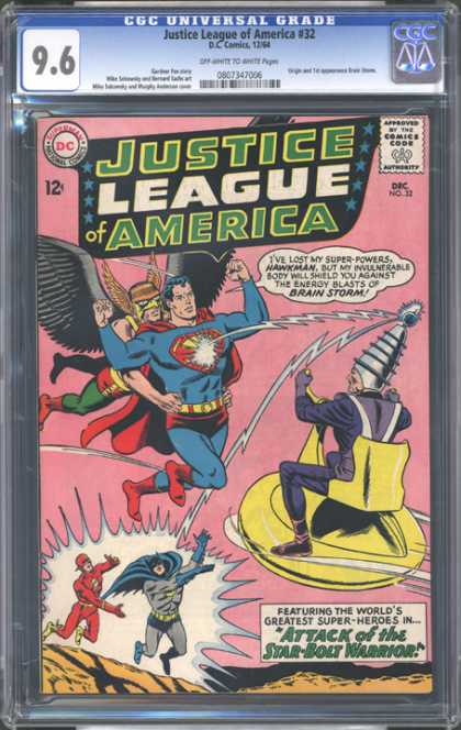 CGC Graded Comics - Justice League of America #32 (CGC) - Lightning - Zapped - Superheros United Against Evil - Batman - Hawkman