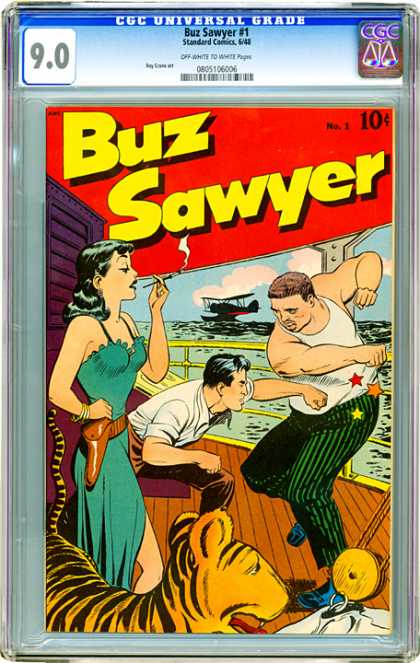 CGC Graded Comics - Buz Sawyer #1 (CGC) - Water - Girl - Boat - Punching - Airplane