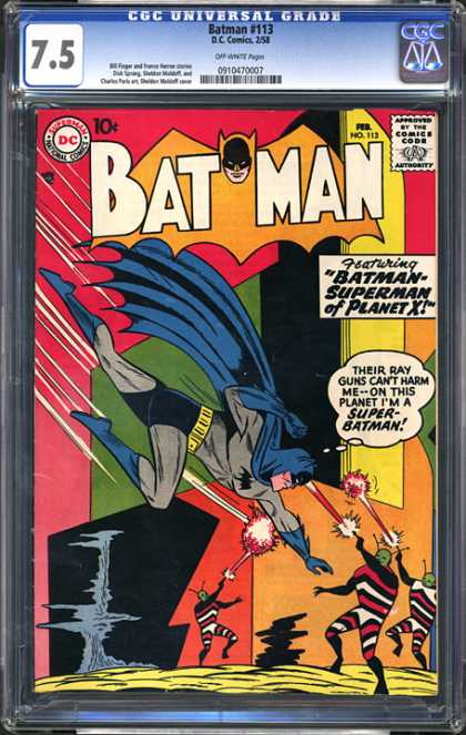 CGC Graded Comics - Batman #113 (CGC) - Batman - Aliens - Rayguns - Superman - Planet X