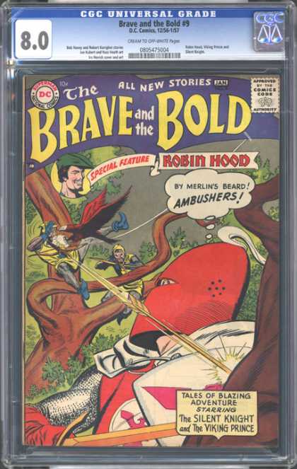 CGC Graded Comics - Brave and the Bold #9 (CGC) - The Brave And The Bold - The Silent Knight - The Viking Prince - Robin Hood - Red Helmet