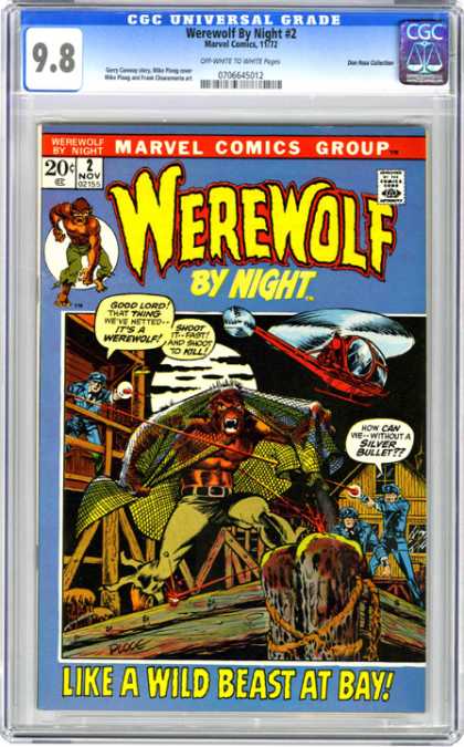 CGC Graded Comics - Werewolf By Night #2 (CGC) - Marvel Comics - Comics Code Authority - 20 Cents - November - Speech Bubble