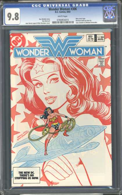 CGC Graded Comics - Wonder Woman #306 (CGC) - Invisible Plane - Rope - Red - White Stars - Blue