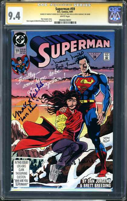 CGC Graded Comics - Superman #59 (CGC) - Super Date - Unusual Circumstances For Lovers - Escape A Tale Of Privacy - Out Of This World - Lovers Lane