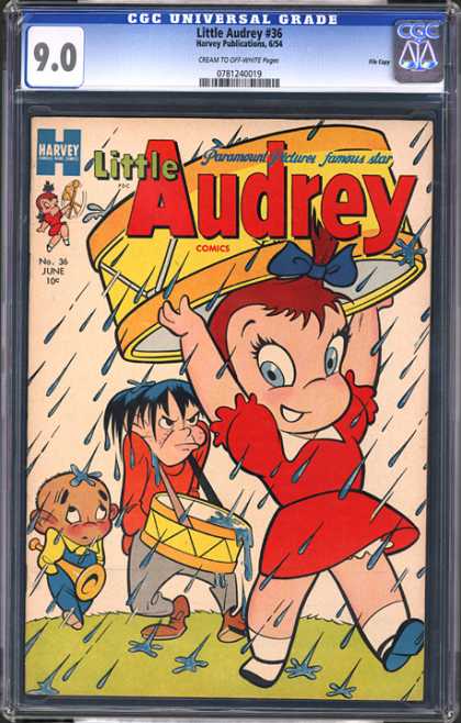 CGC Graded Comics - Little Audrey #36 (CGC) - Little Audrey - Harvey Publications - Girl - Rain - Boys