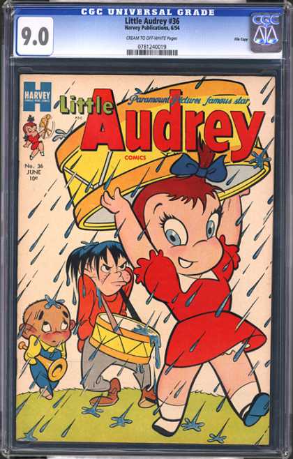 CGC Graded Comics - Little Audrey #36 (CGC) - Little Audrey - Harvey Publications - Girl - Rain - Boys