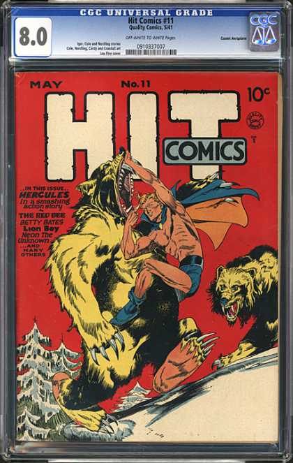 CGC Graded Comics - Hit Comics #11 (CGC) - Bears - Thriller - Red - Snow - Tree