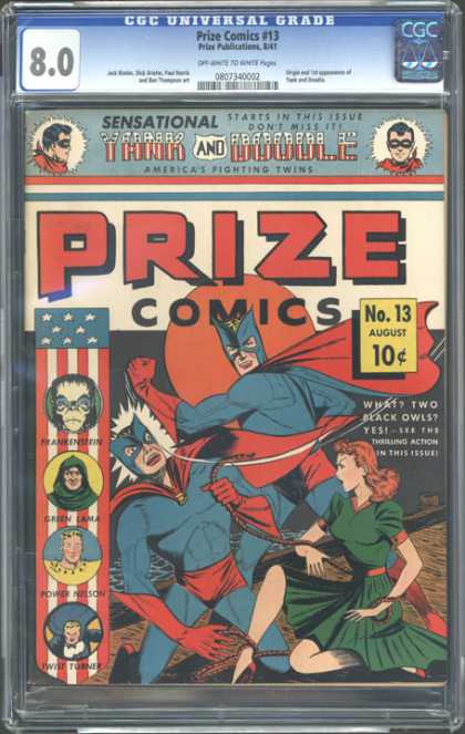 CGC Graded Comics - Prize Comics #13 (CGC) - Yank - Double - Black Owl - Green Lama - Power Nelson