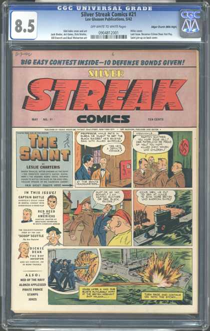 CGC Graded Comics - Silver Streak Comics #21 (CGC) - Silver Streak Comics - The Saint - Leslie Charteris - Captain Battle - Ned Of The Navy