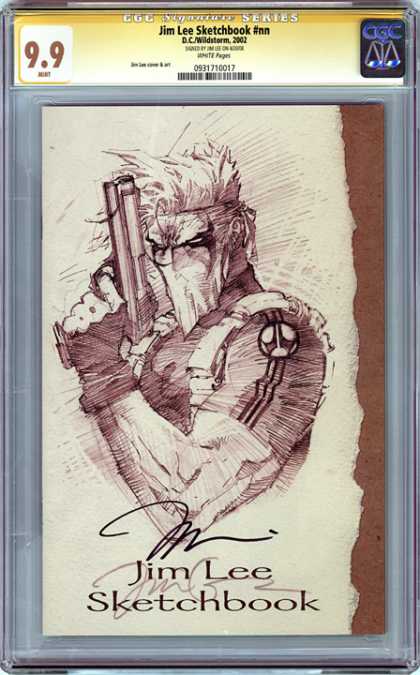 CGC Graded Comics - Jim Lee Sketchbook #nn (CGC) - Jin Lee Sketchbook - Gun - Black And White - Autograph - Torn