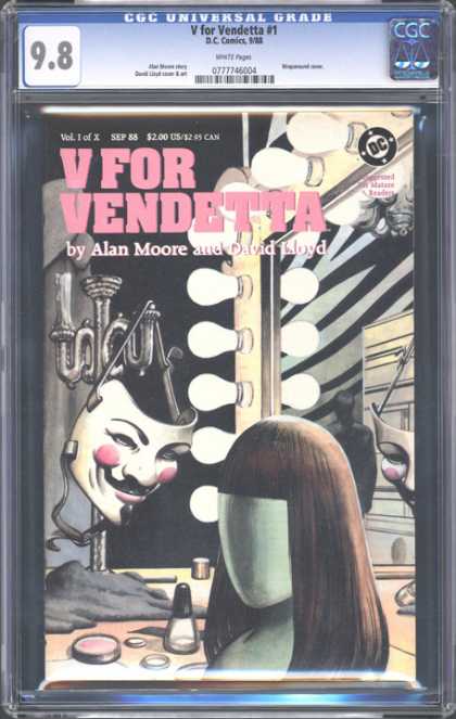 CGC Graded Comics - V for Vendetta #1 (CGC) - Hologram - V - Vendetta - Dressingroom - Lights