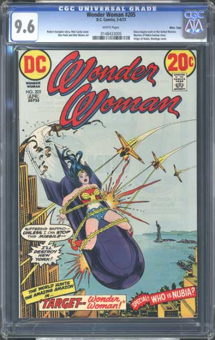 CGC Graded Comics - Wonder Woman #205 (CGC) - New York - Who Is Nubia - Target - Airplanes - Missile