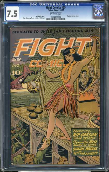 CGC Graded Comics - Fight Comics #35 (CGC) - Rip Carson - Senorita Rio - Queen Of Spies - Shark Brodie - South Sea Adventure