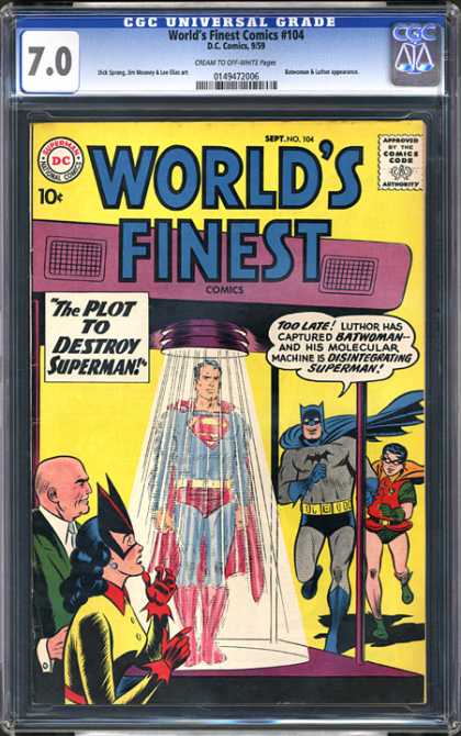 CGC Graded Comics - World's Finest Comics #104 (CGC) - Super-shower - Game Rained Off - Super Destruction - Power Shower - Molecular Machine Mangles Mightiest Man