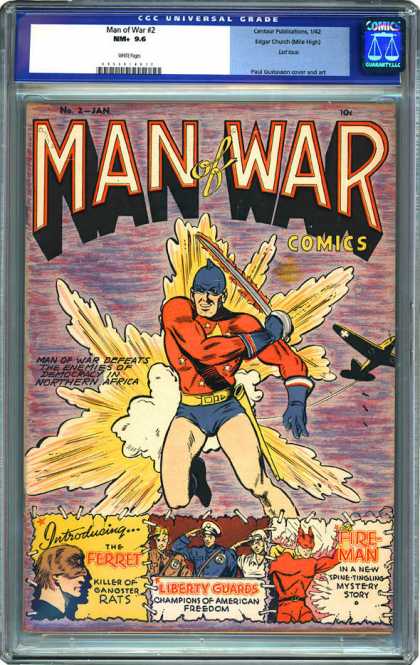 CGC Graded Comics - Man of War #2 (CGC) - Ferret - Introducing - Rats - Liberty Guards - Mystery Story
