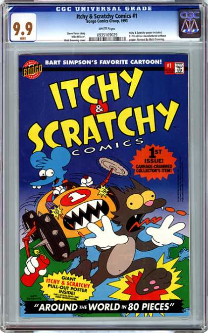 CGC Graded Comics - Itchy & Scratchy Comics #1 (CGC) - Car - Cracker - Robber - Run - Chase