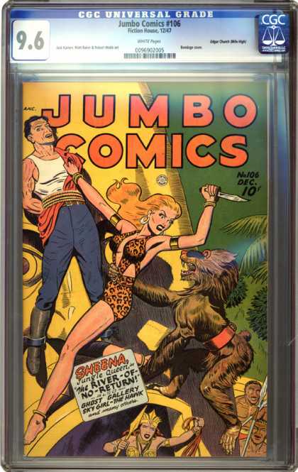 CGC Graded Comics - Jumbo Comics #106 (CGC) - Sky Girl - The Hawk - Jungle Queen - The River Of No Return - Sheena