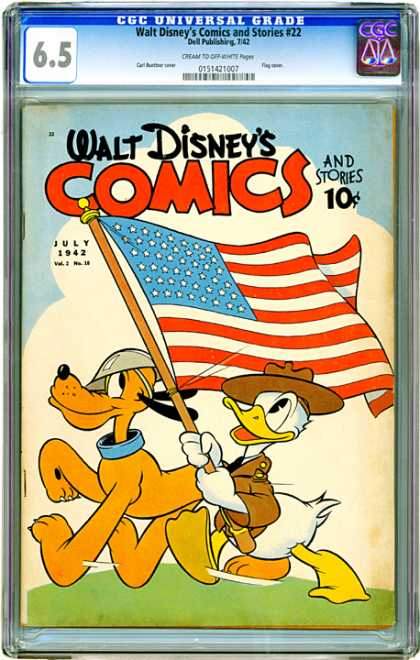 CGC Graded Comics - Walt Disney's Comics and Stories #22 (CGC) - Usa - Donald - Pluto - National - Patriot