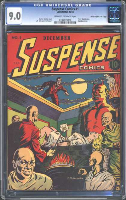 CGC Graded Comics - Suspense Comics #1 (CGC) - Evil Cult - Rescue The Girl - Priests - Detectives - Mystery