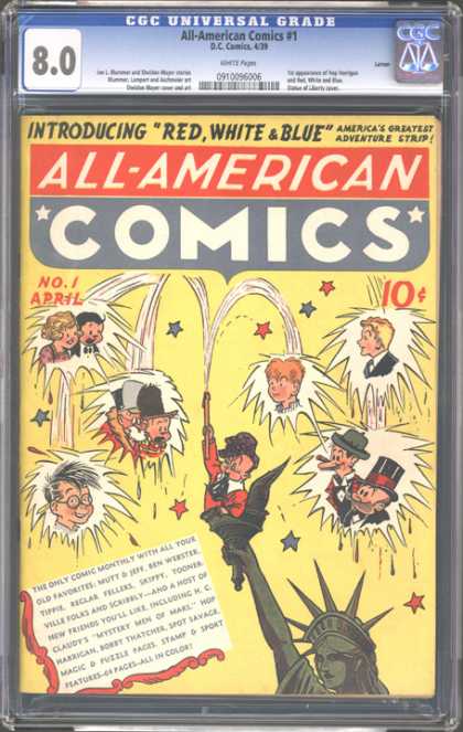 CGC Graded Comics - All-American Comics #1 (CGC) - Statue Of Liberty - Fire Works - Wand - Glasses - Top Hat