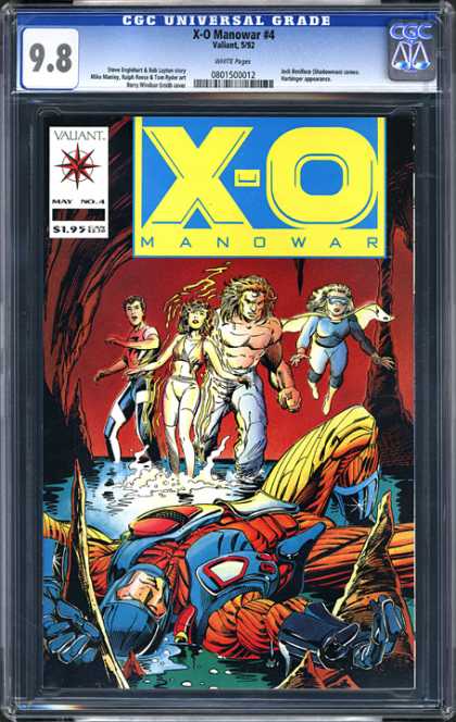 CGC Graded Comics - X-O Manowar #4 (CGC) - X-o Manowar 4 - X-o Manowar - Fying Woman - Shirtless Beastman - Flame Woman