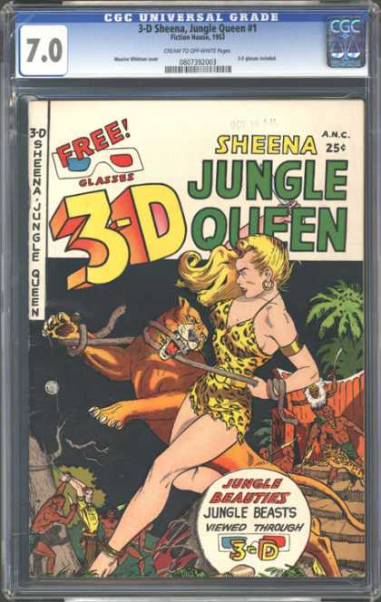 CGC Graded Comics - 3-D Sheena, Jungle Queen #1 (CGC) - 3d - Wildcat - Tribal - Lady Beast Tamer - Jungle