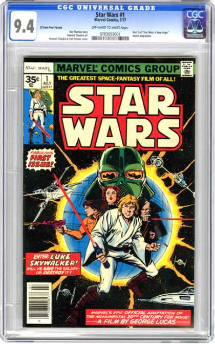 CGC Graded Comics - Star Wars #1 (CGC) - Space - Light Sabers - White Robe - Alien - Spaceships