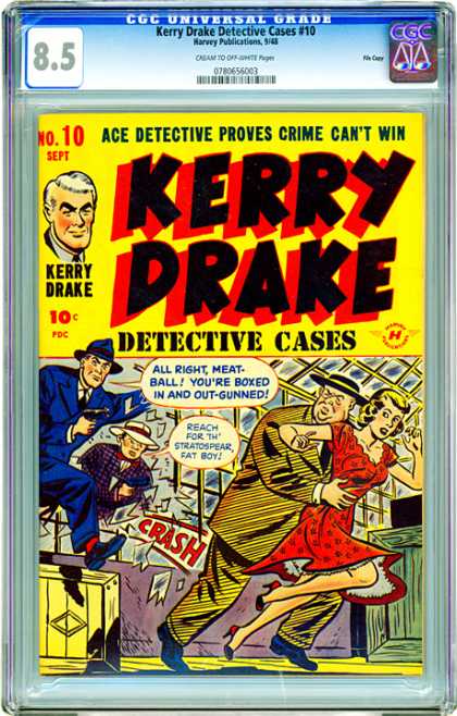 CGC Graded Comics - Kerry Drake Detective Cases #10 (CGC) - Detectives - Broken Window - Woman In Red Dress - Criminal In Brown Suit - No 10