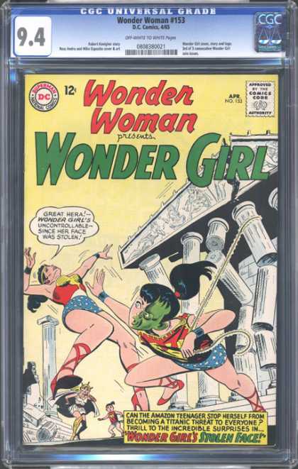 CGC Graded Comics - Wonder Woman #153 (CGC) - Wonder Girl - Greek Ruins - Amazon - Wonder Woman - Stolen Face