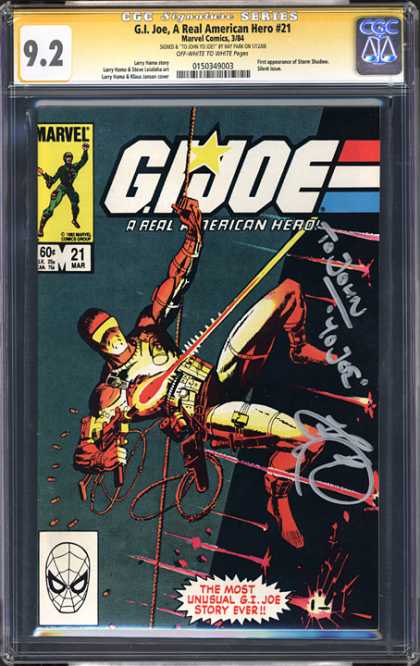 CGC Graded Comics - G.I. Joe, A Real American Hero #21 (CGC) - Marvel Comics - The Most Unusual Gi Joe Story Ever - March 21 - A Real American Hero - Goggles