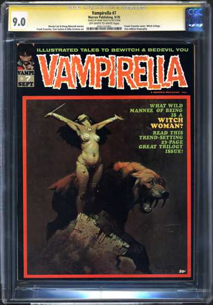 CGC Graded Comics - Vampirella #7 (CGC) - September - Sabertooth Tiger - Dagger - Rock - Black Hair