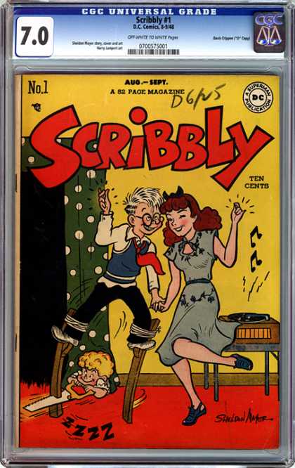 CGC Graded Comics - Scribbly #1 (CGC) - Dancing - Stilits - Saw - Record Player - Kid