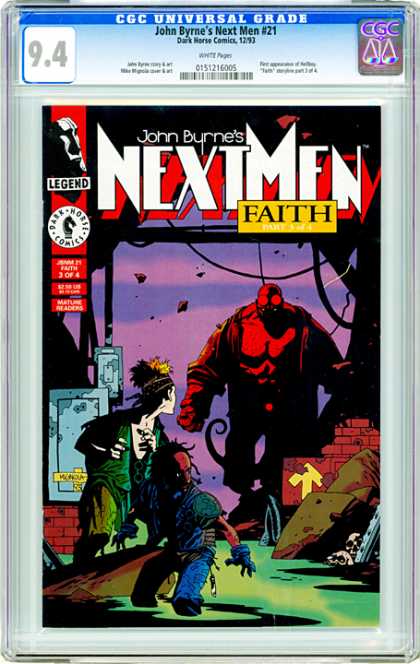 CGC Graded Comics - John Byrne's Next Men #21 (CGC) - Hellboy - Building Falling Around The Opening - Skulls In Water - 3 Of 4 Issue - Dark Horse