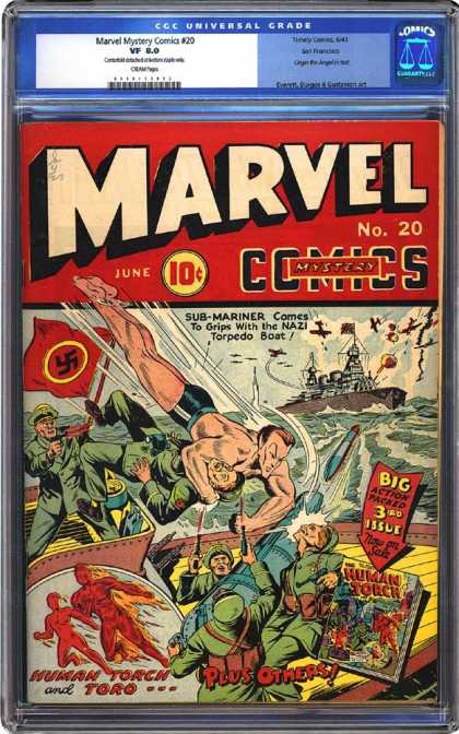 CGC Graded Comics - Marvel Mystery Comics #20 (CGC) - World War Ii - Nazi - Human Torch - Battleship - Torpedo