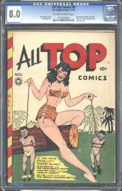 CGC Graded Comics - All Top Comics #8 (CGC) - Log - Bound - Jungle Woman - Blue Beetle - Phantom Lady