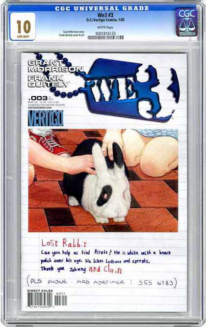 CGC Graded Comics - We3 #3 (CGC) - Rabbit - Hands - Knees - Tiled Floor - Red Tennis Shoe