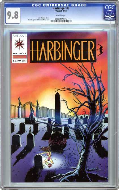 CGC Graded Comics - Harbinger #7 (CGC) - Tree - Gravestones - Girl Crying - Cemetary - Shadows