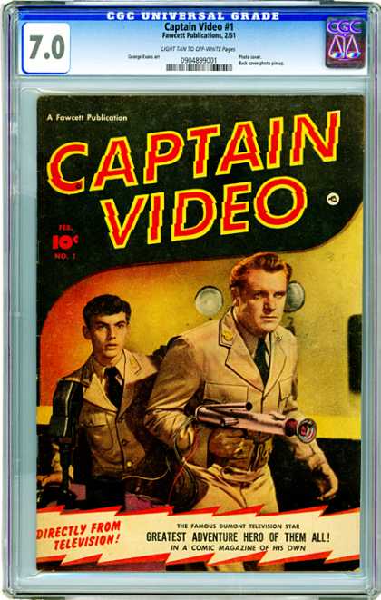 CGC Graded Comics - Captain Video #1 (CGC) - Blond Hair - White Circles - Guns - Missles - Red Bolts