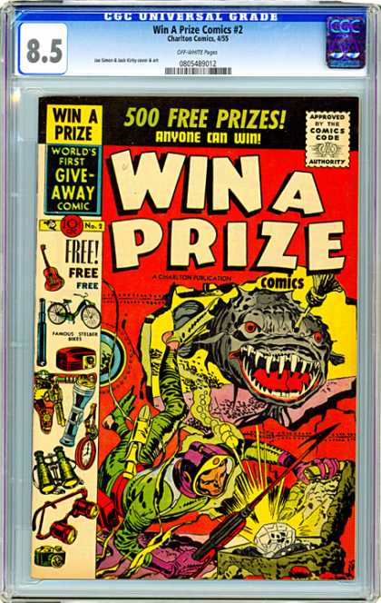 CGC Graded Comics - Win A Prize Comics #2 (CGC) - Treasure - Fish - Sharp Teeth - Scuba Diver - Seaweed