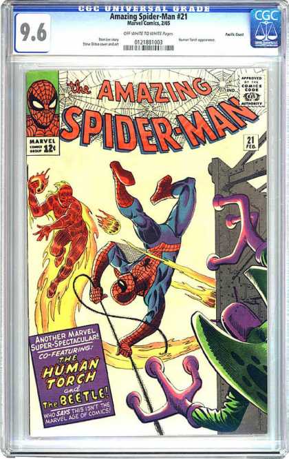 CGC Graded Comics - Amazing Spider-Man #21 (CGC) - The Amazing Spiderman - Web - Comics Code - Human Torch - Costume