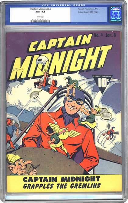 CGC Graded Comics - Captain Midnight #4 (CGC) - No 4 - Jan 8 - Grapples The Gremlins - Gremlins - Midnight