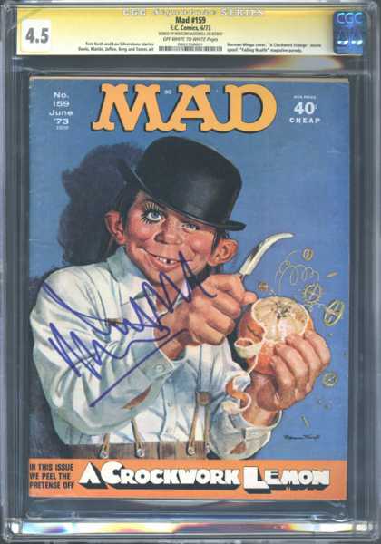 CGC Graded Comics - Mad #159 (CGC) - A Crockwork Lemon - Orange Peel - Bowler Hat - A Clockwork Orange - Peel