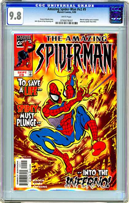 CGC Graded Comics - Amazing Spider-Man #v2 #9 (CGC) - To Save A Life - Spidey Must Plunge - Into The Inferno - Fire - Webbing