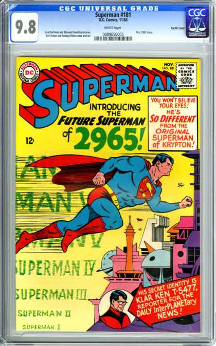 CGC Graded Comics - Superman #181 (CGC) - Krypton - Buildings - Daily Planet - Yellow Belt - Cape