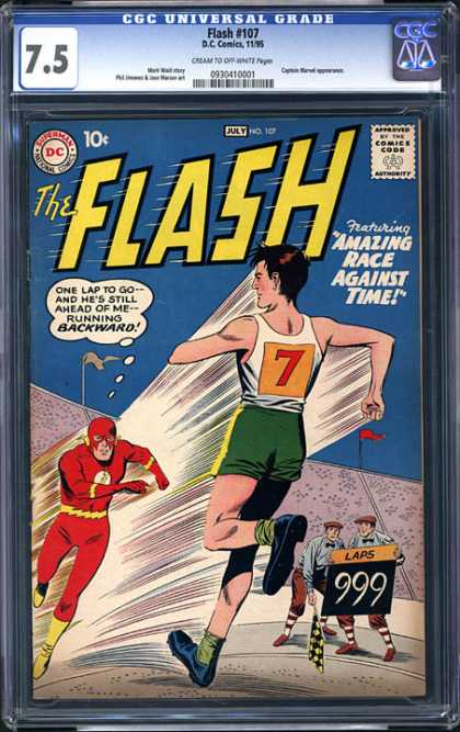 CGC Graded Comics - Flash #107 (CGC) - The Flash - Race - Checkered Flag - Dc Comics - Runner