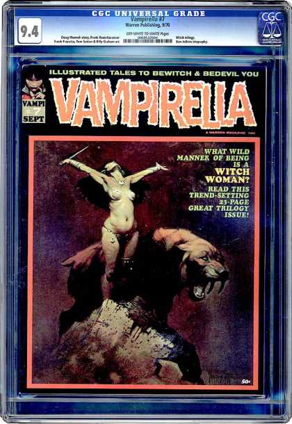 CGC Graded Comics - Vampirella #7 (CGC) - Vampirella - Bewitch And Bedevil - Witch Woman - Fang Creature - Knife