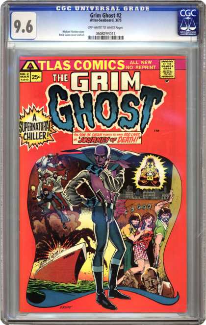 CGC Graded Comics - Grim Ghost #2 (CGC) - The Grim Ghost - Atlast Comics - A Supernatural Chiller - No Reprint - Journey Of Death
