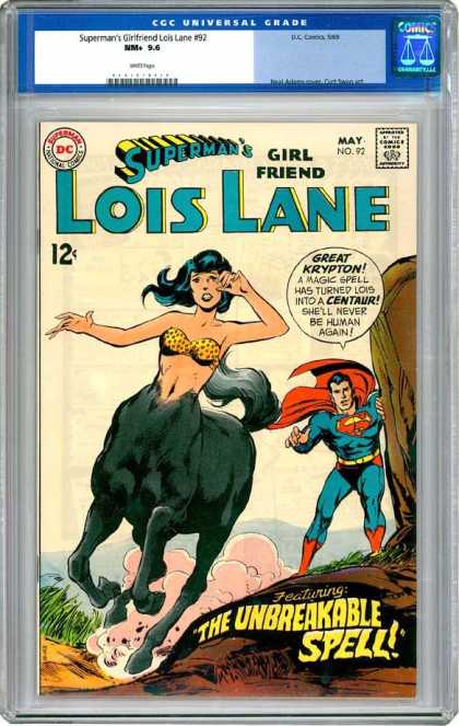 CGC Graded Comics - Superman's Girlfriend Lois Lane #92 (CGC) - Superman - Centaur - Dust - Rocks - Running Away